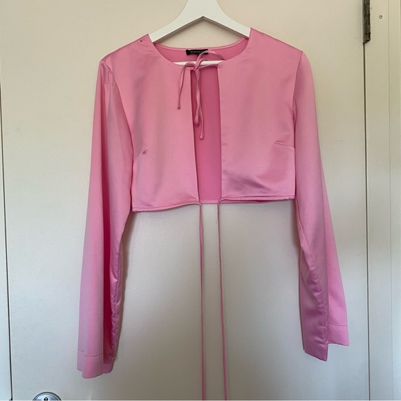 DYNAMITE Pink Satin Cut Out Top - Picture 1 of 5